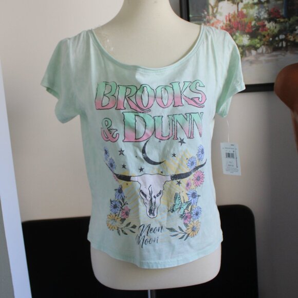 Brooks & Dunn Juniors XS Crop Top Shirt - Mint Green - Country Band Music - NWT - Picture 2 of 7